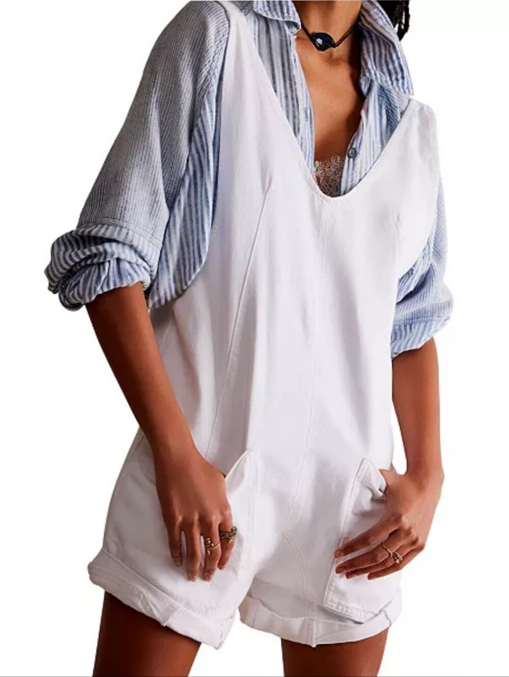 Free People We The Free High Roller Shortall in Optic White